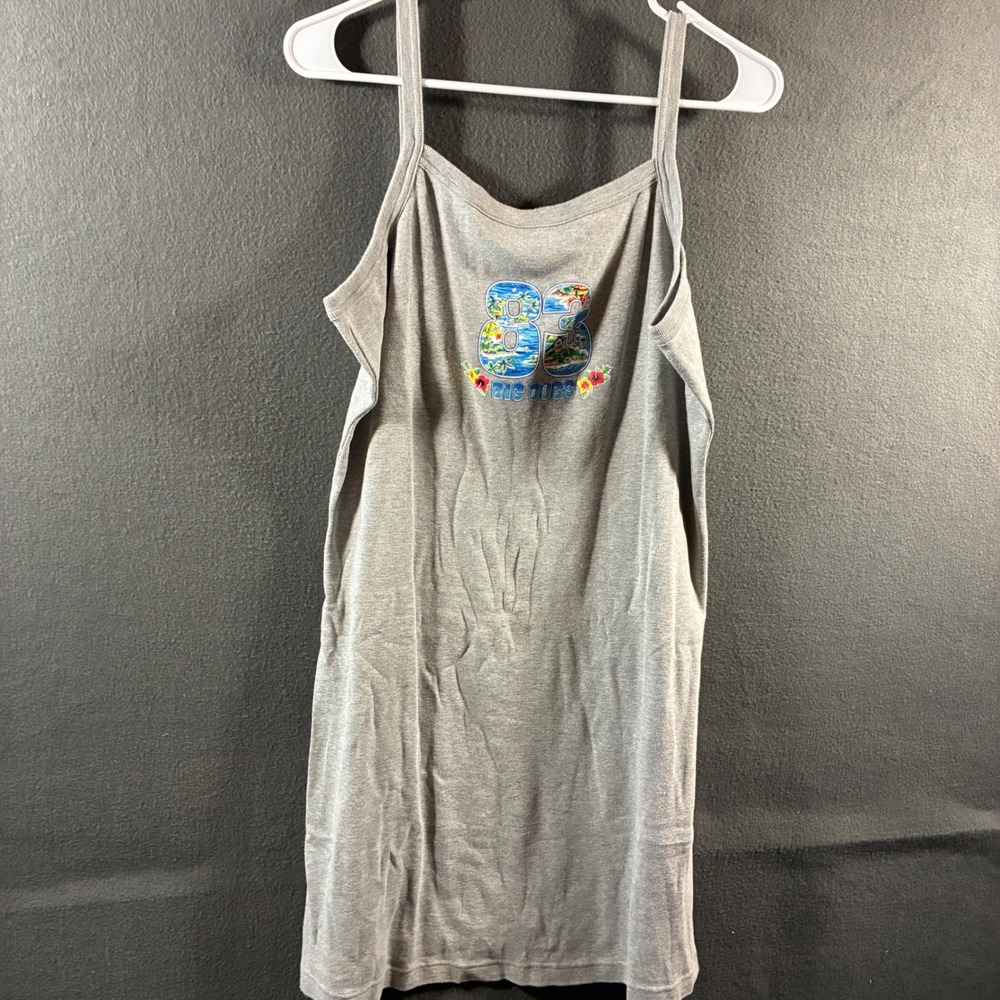 VTG y2k Big Dogs women tank Dress large‎ gray Cotton Graphic Tropical coastal